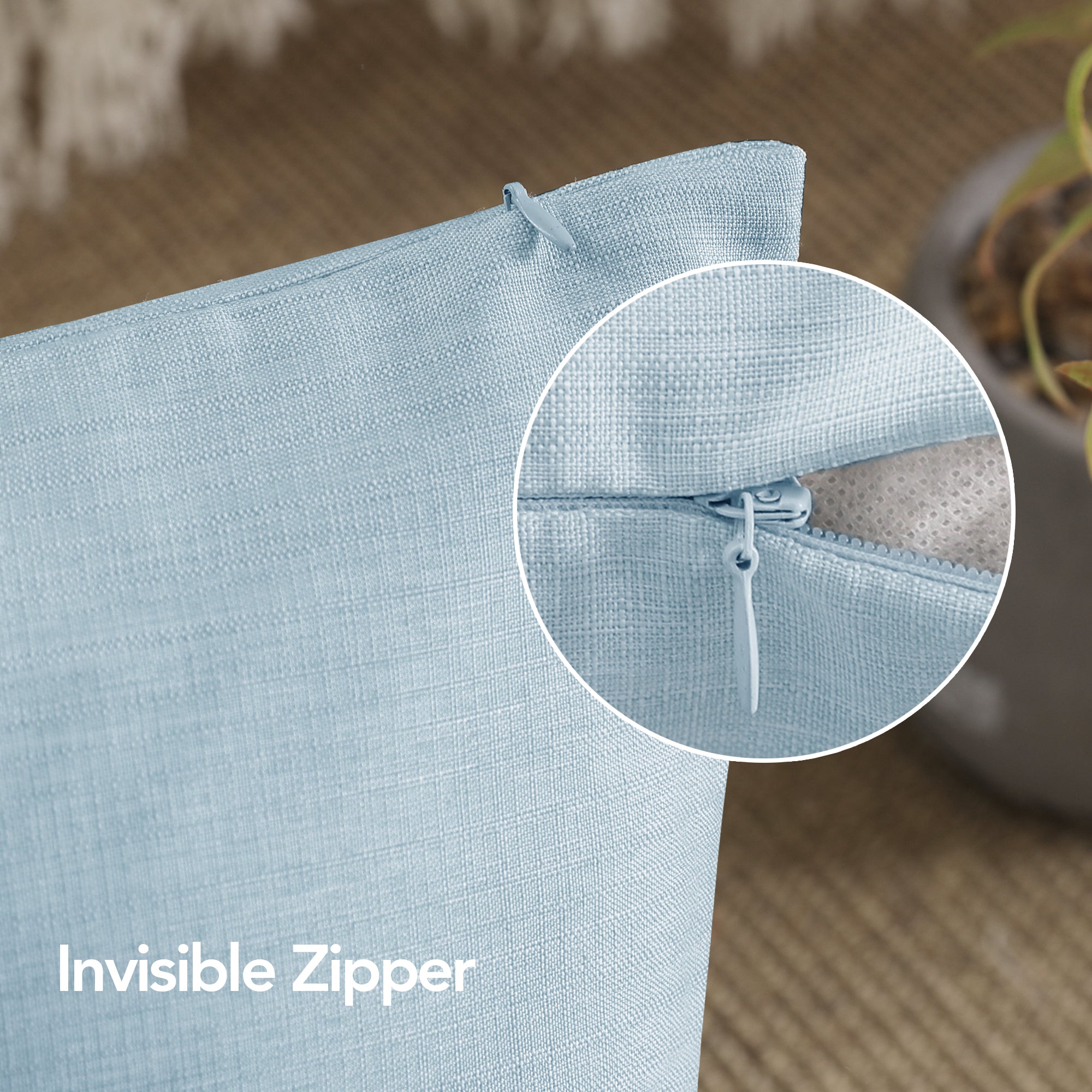 Deconovo 4 Pack Faux Linen Pillow Covers with Hidden Zipper