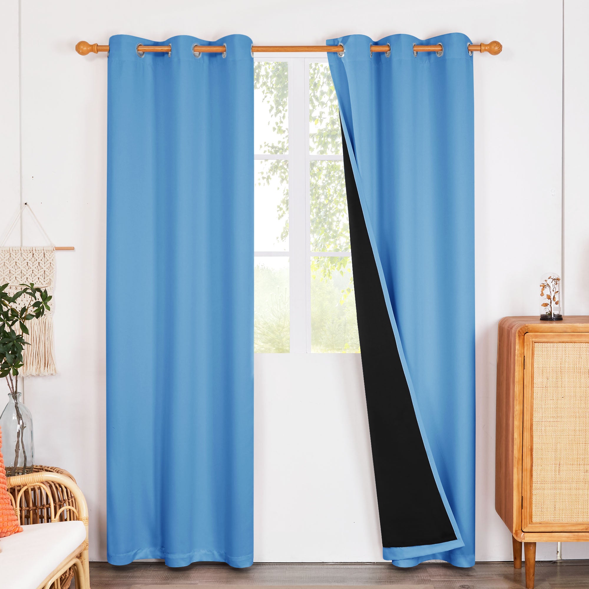 Deconovo Satin 100% Light sheiled Curtains 2Panels For LivingRoom or Bedroom