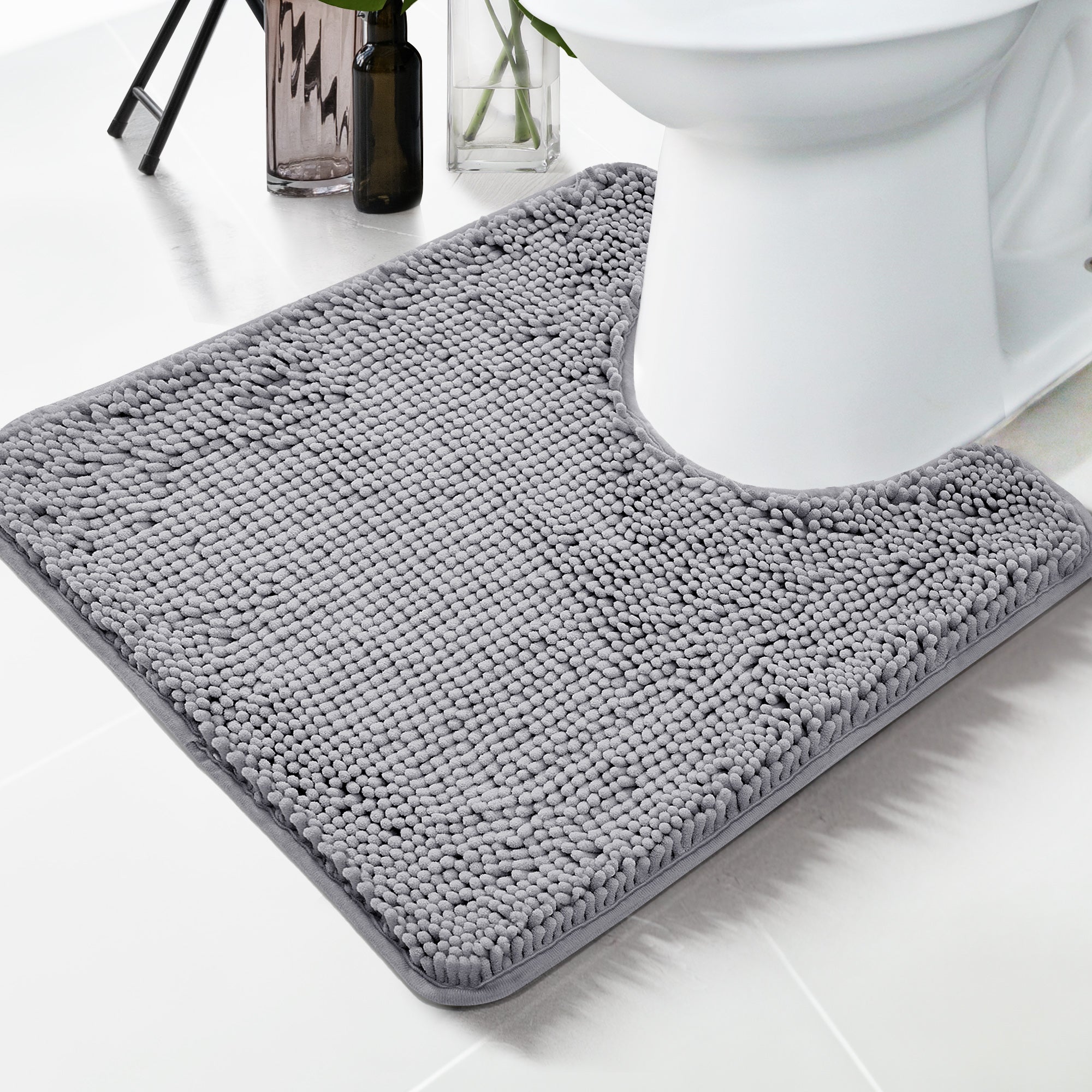 Deconovo Plush Chenille Bath Rug  Non-Slip, Washable Comfort Mat