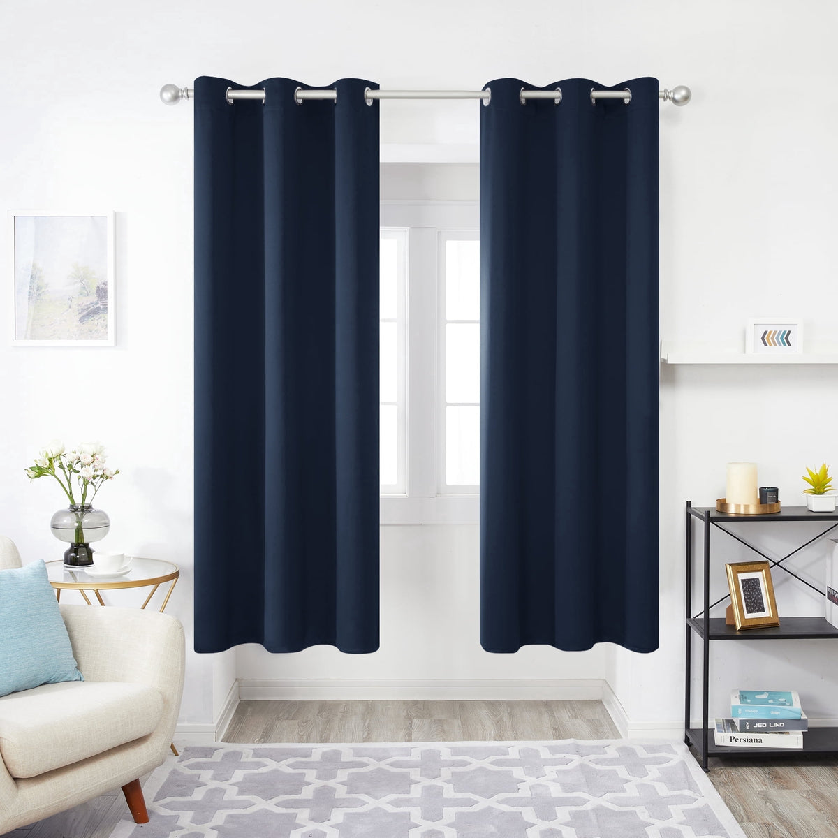 ZOPZO Curtains & Valances, Navy Blue