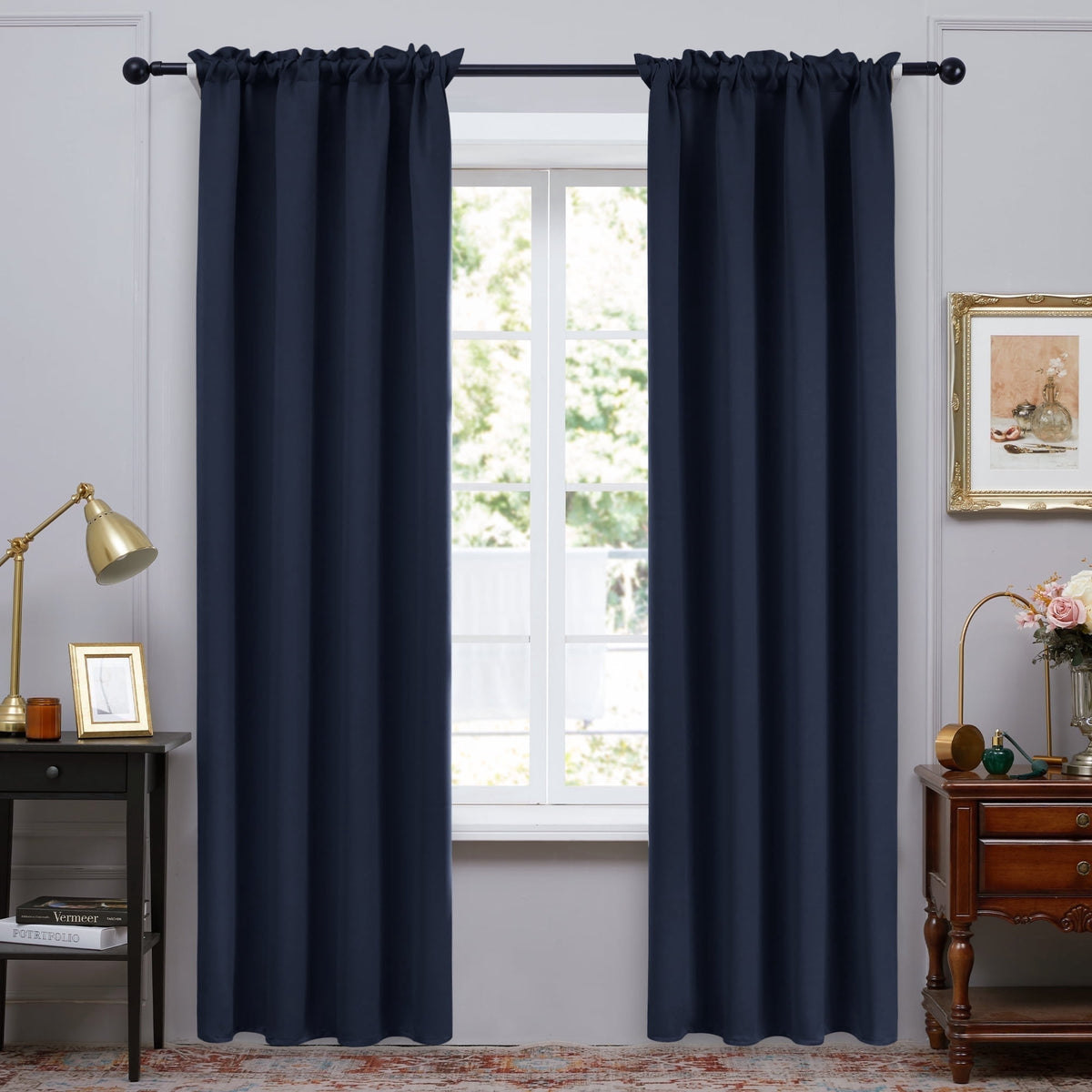 ZOPZO Curtains & Valances, Navy Blue