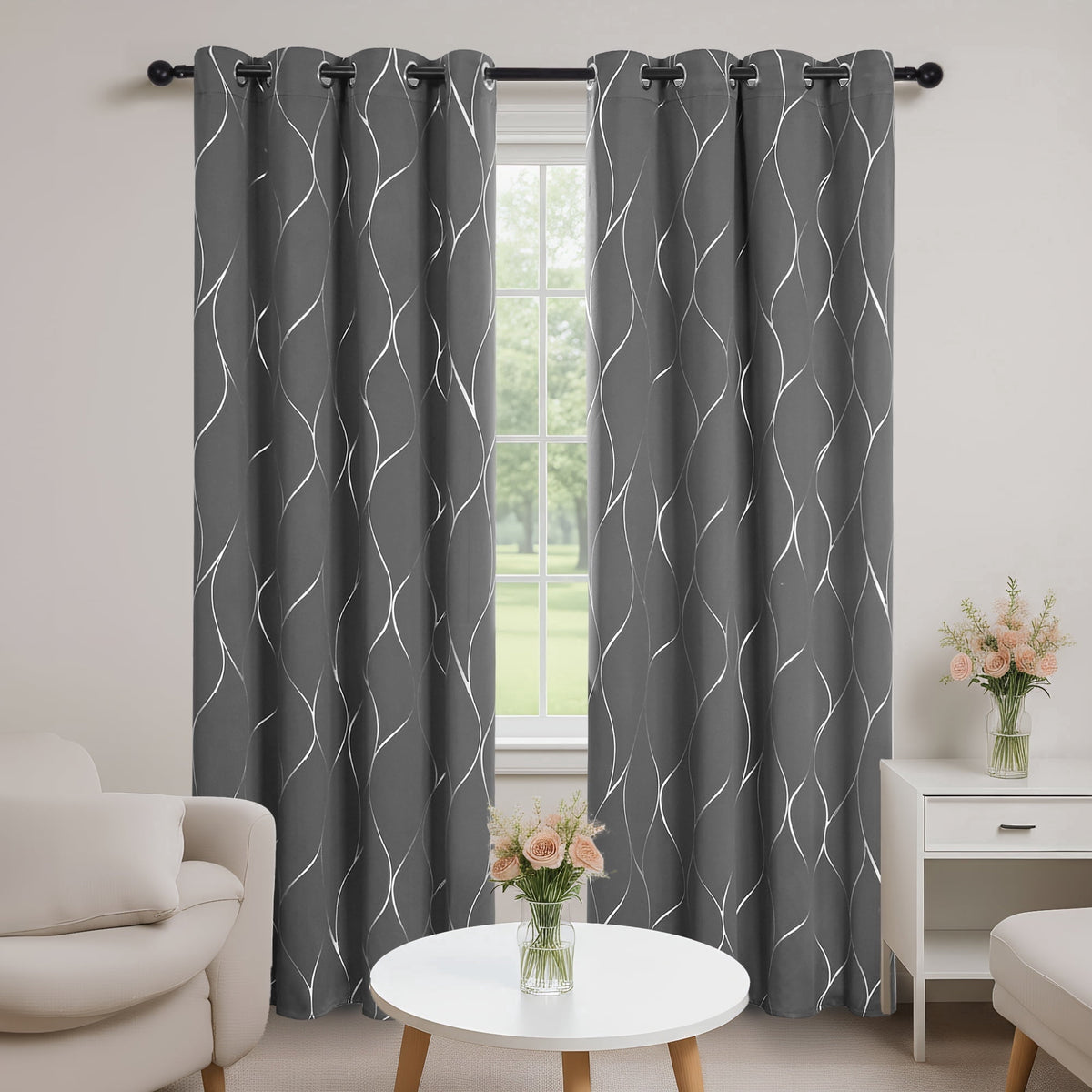 ZOPZO Curtains & Valances, Light Gray