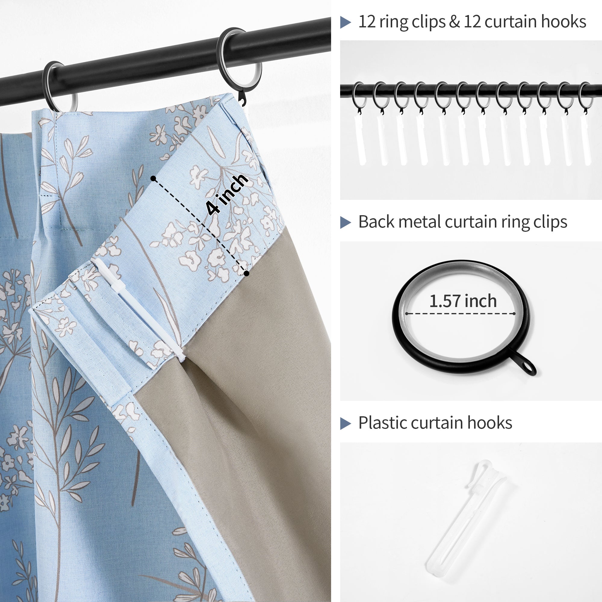 Deconovo Recycled Blackout Curtains, Pinch Pleat, 2 Panels