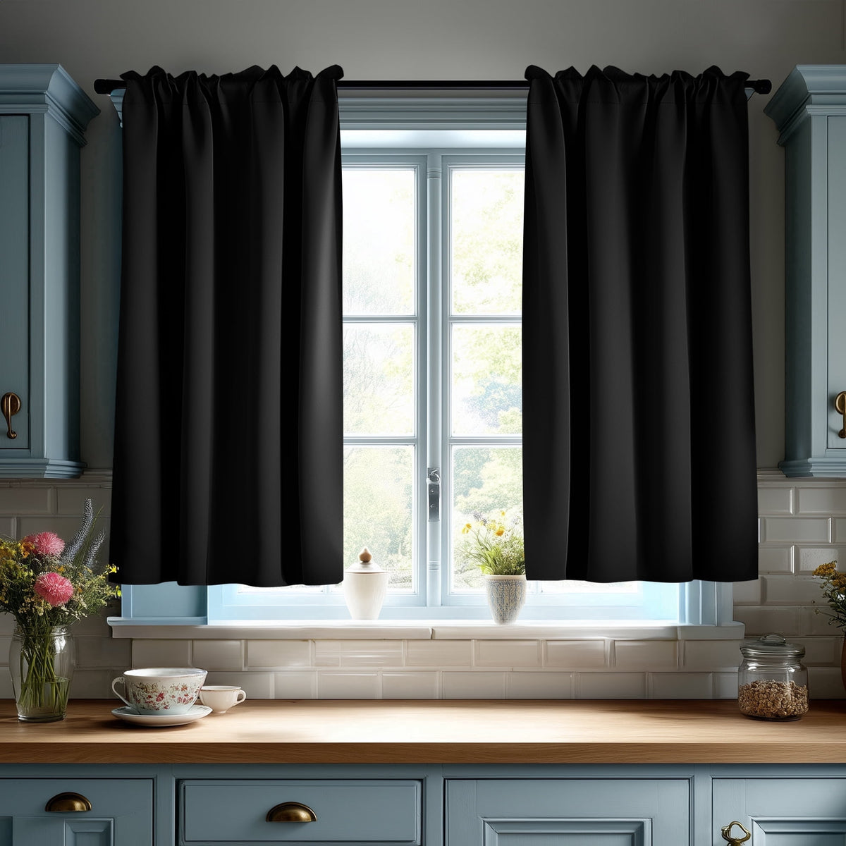ZOPZO Curtains & Valances, Black