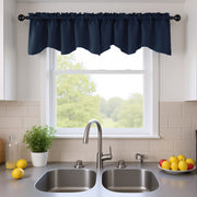 ZOPZO Scalloped Rod Pocket Window Valance, Navy Blue, 1 Panel - Navy Blue, 52 x 18