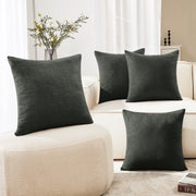 Deconovo Rustic Faux Linen Throw Pillow Covers, 4 Pack - Dark Gray, 20 x 20