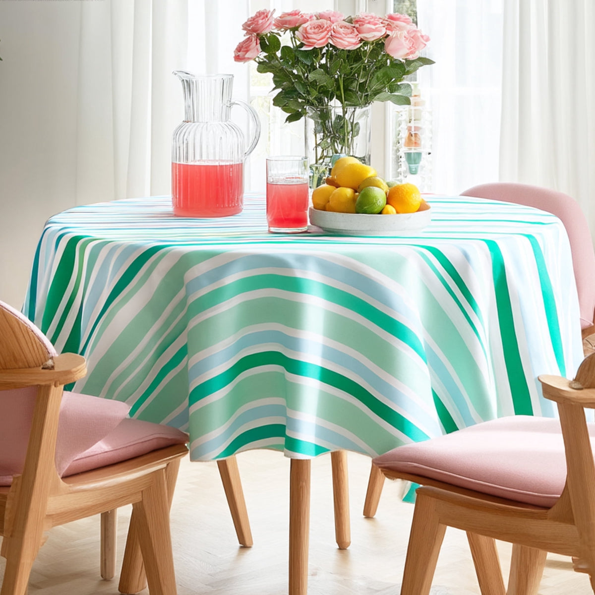 ZOPZO Tablecloths, Gray-Green/Striped