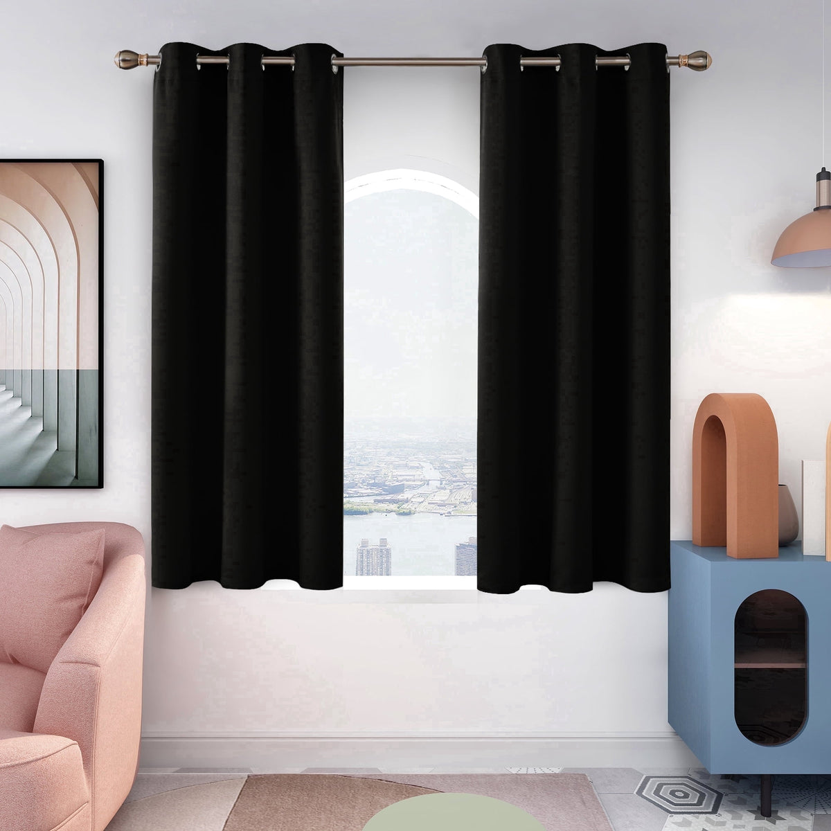 ZOPZO Curtains & Valances, Black