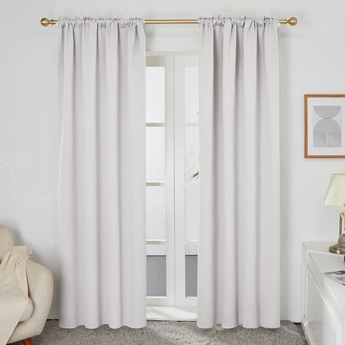 ZOPZO Curtains & Valances, Grayish White