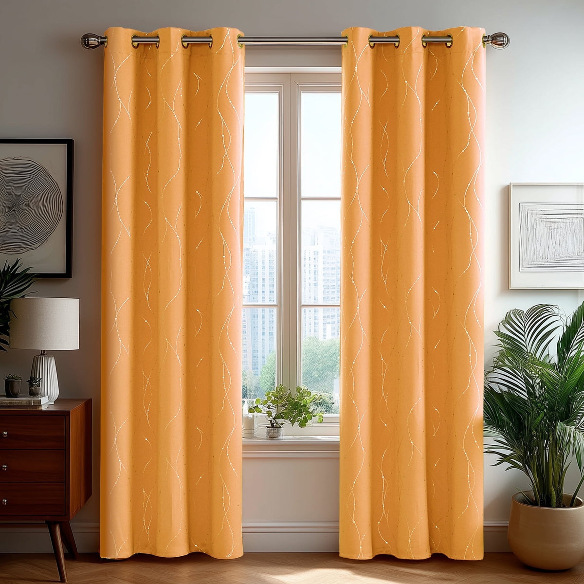 ZOPZO Curtains & Valances, Orange Flame