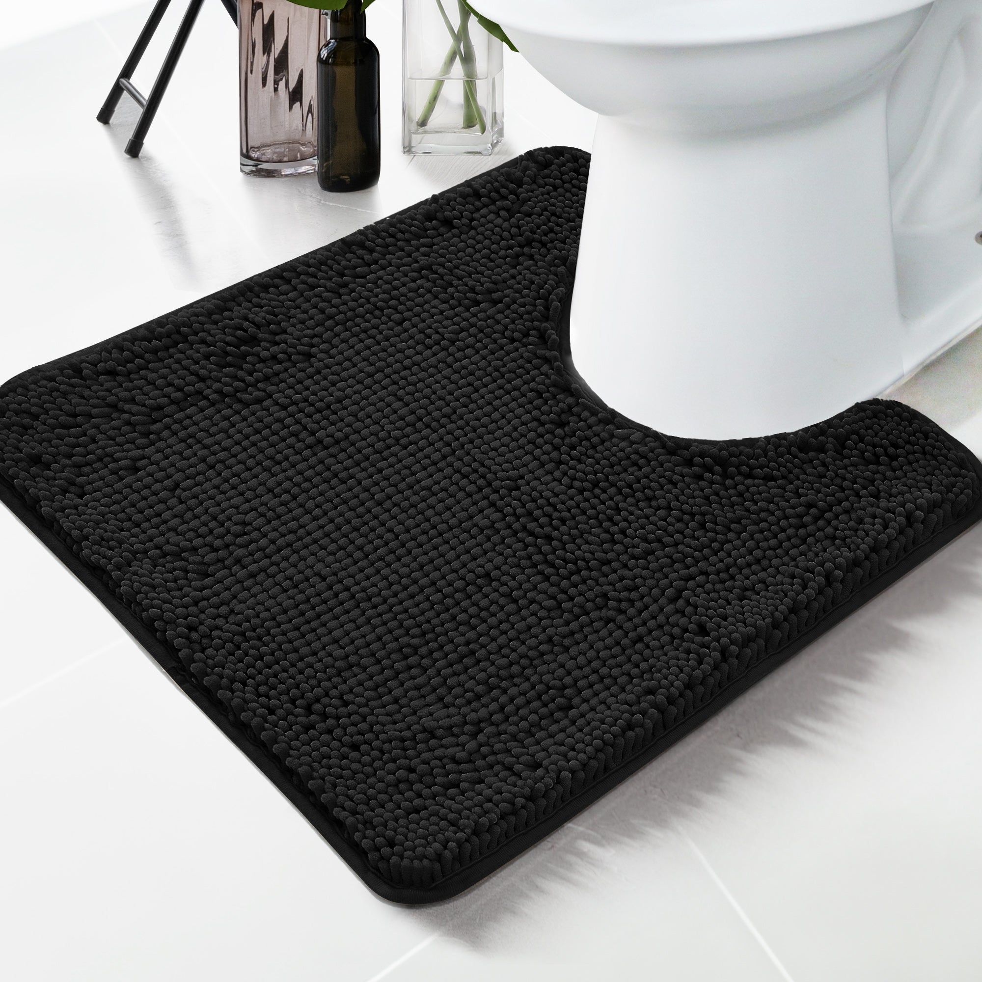 Deconovo Plush Chenille Bath Rug  Non-Slip, Washable Comfort Mat