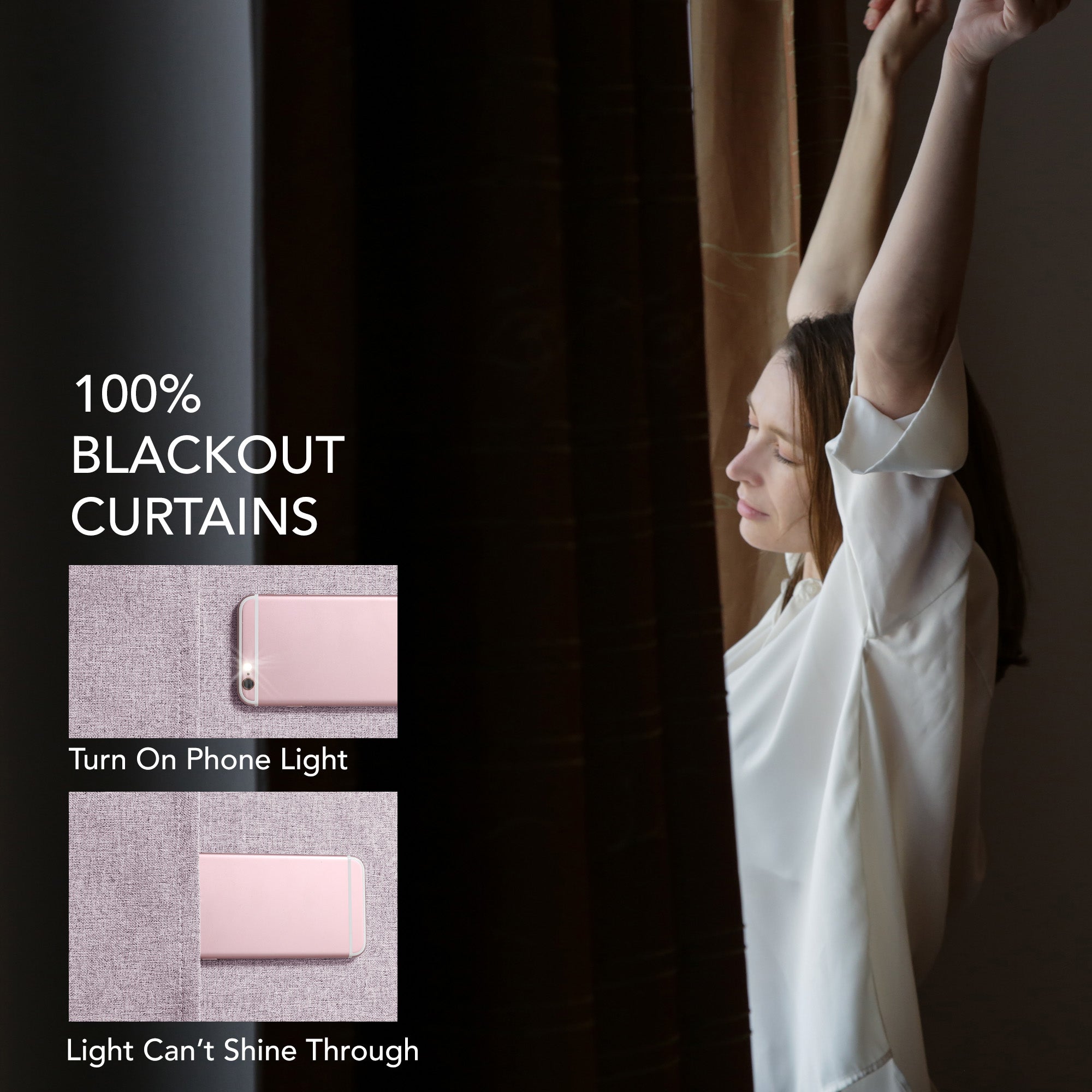 Deconovo 100% Blackout Faux Linen Curtains 2 Panels – Multiple Sizes