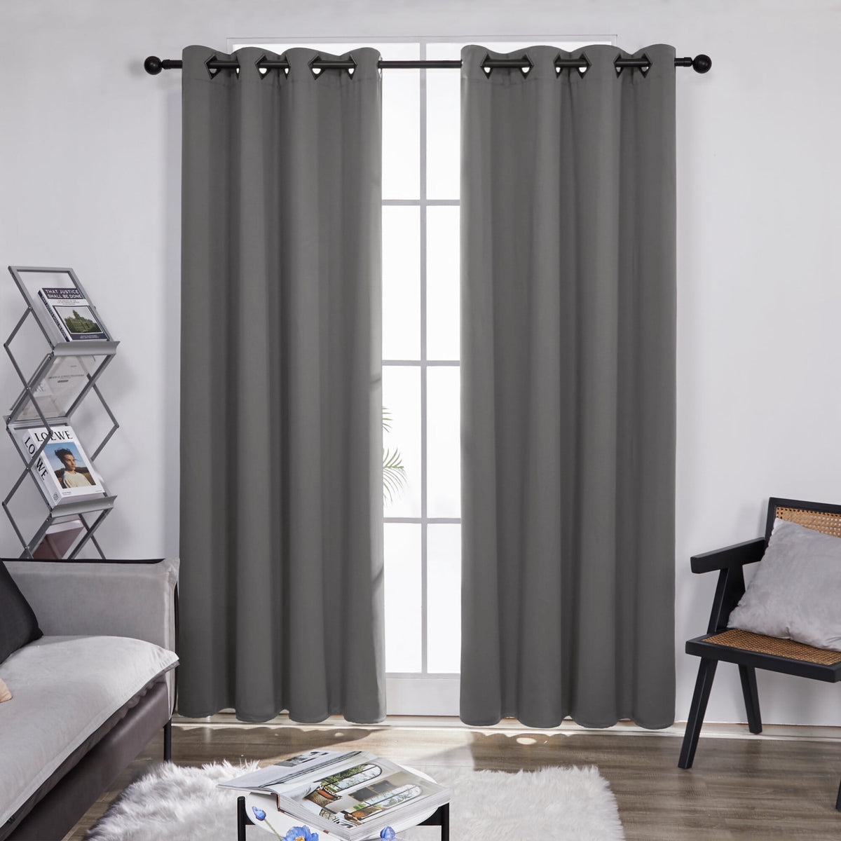 Deconovo Solid Grommet Blackout Curtains, 2 Panels - Light Gray, 52 x 84