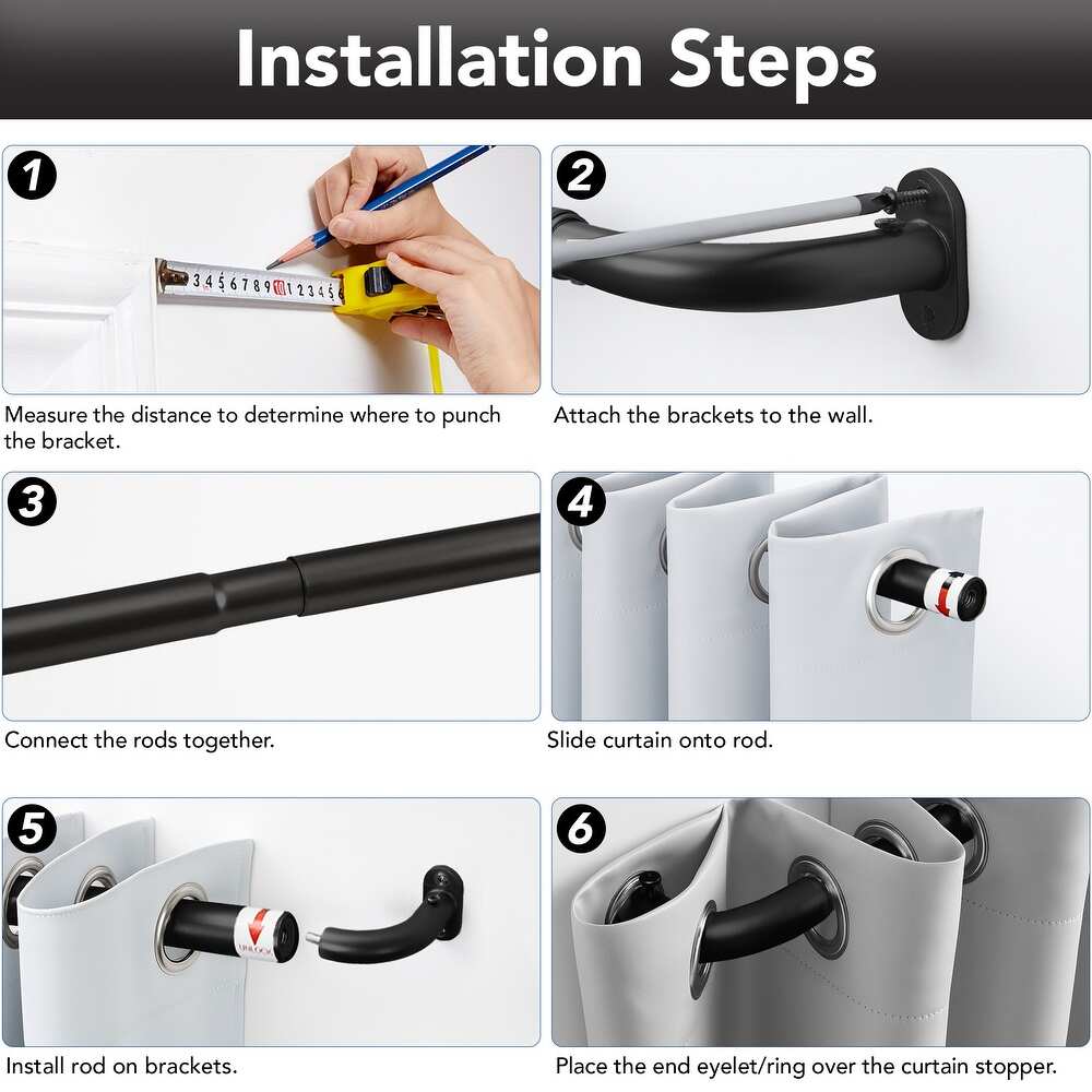 Deconovo Adjustable Wraparound Curtain Rod for Blackout and Room Darkening Curtains