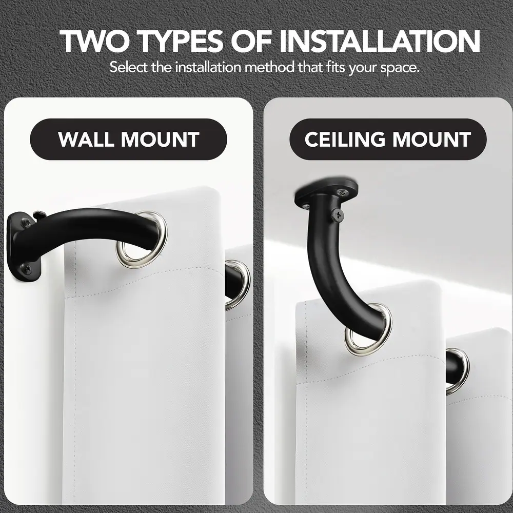 Deconovo Adjustable Wraparound Curtain Rod for Blackout and Room Darkening Curtains