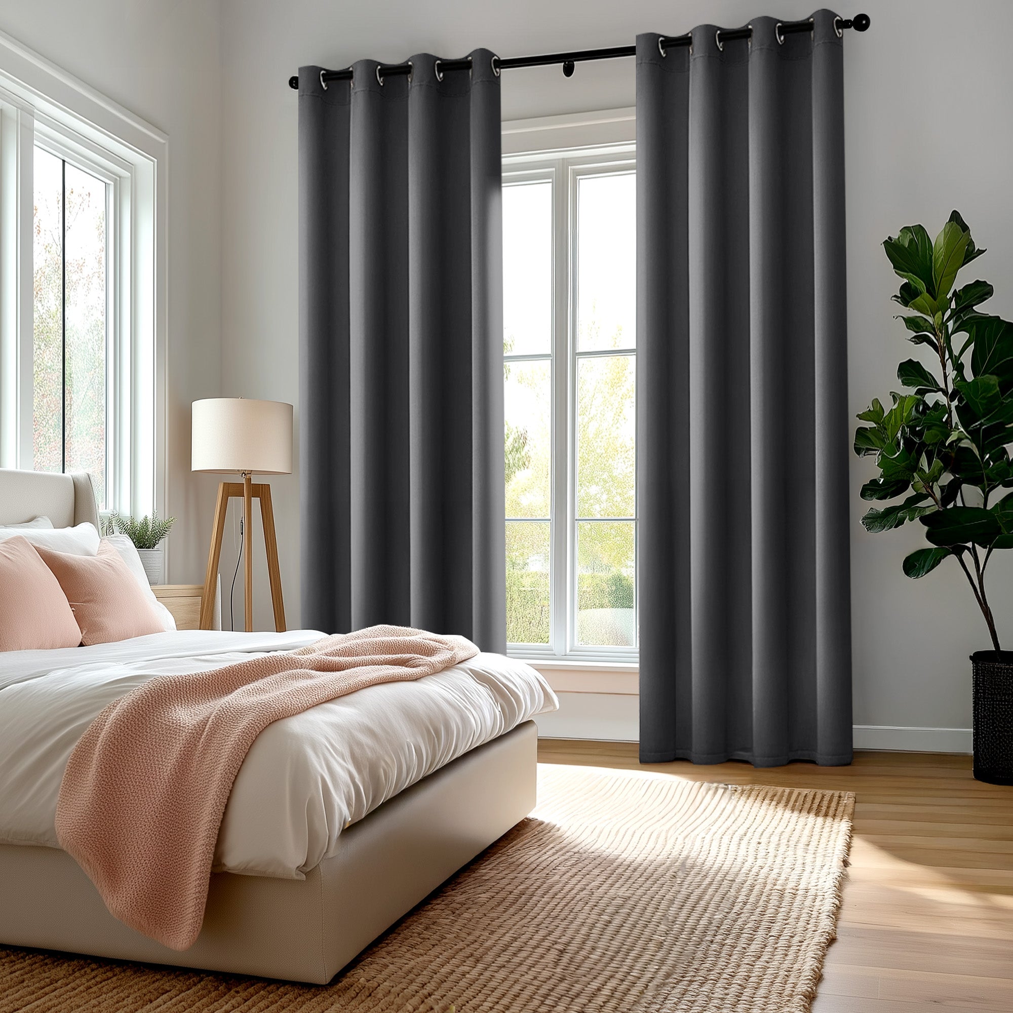Deconovo Blackout Curtains for Bedroom & Living Room, Thermal Insulated Room Darkening Drapes, Grommet Panels Set of 2