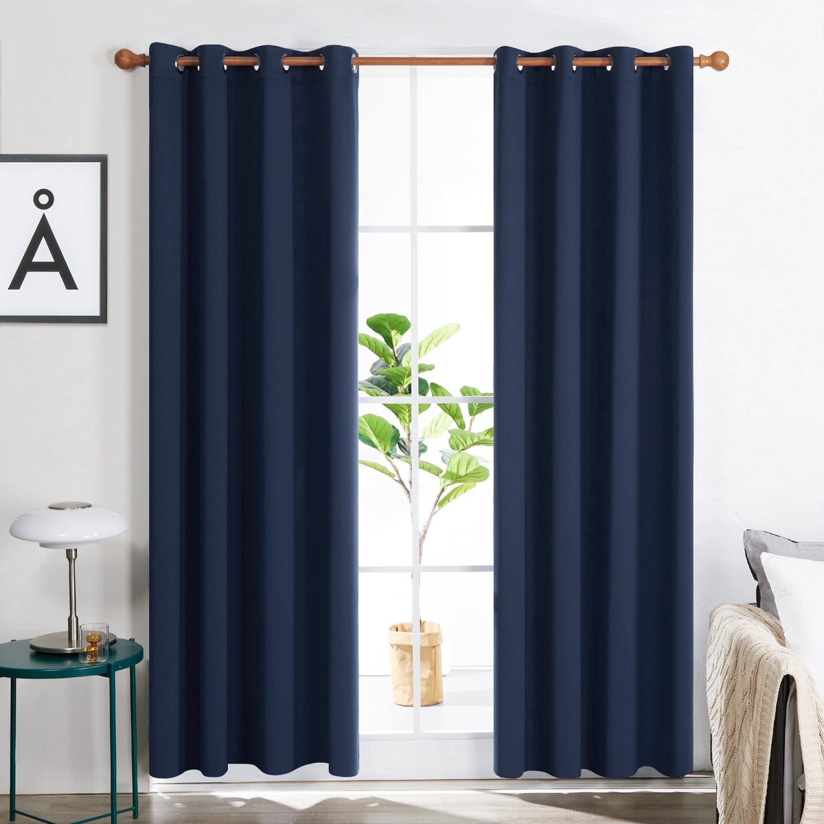 ZOPZO Curtains & Valances, Navy Blue