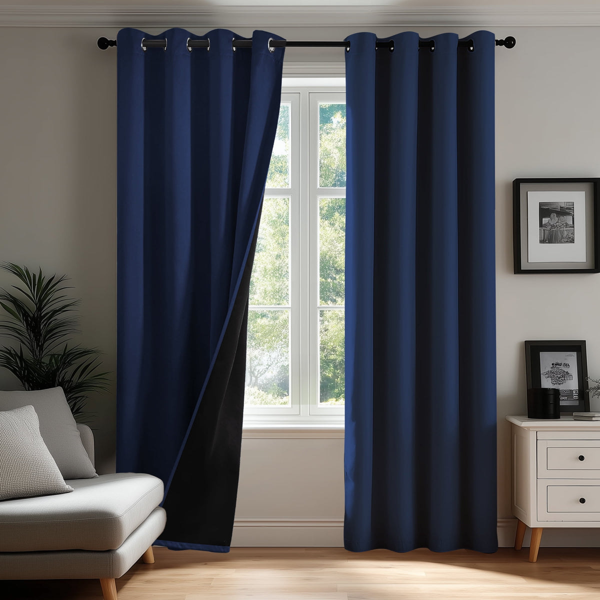 ZOPZO Curtains & Valances, Navy Blue