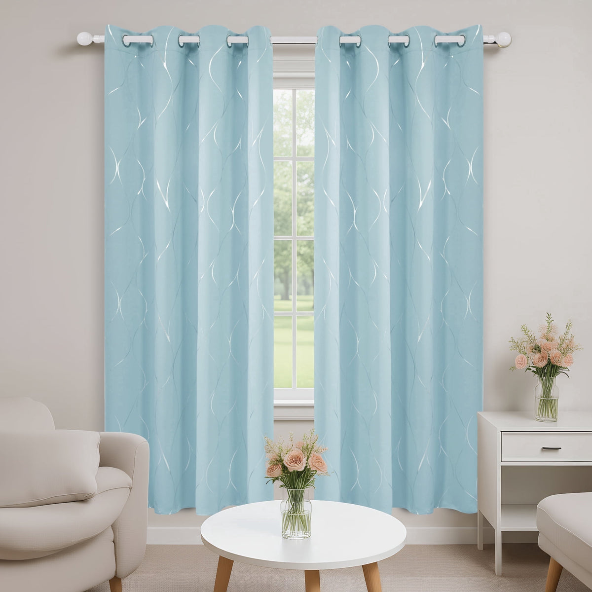 ZOPZO Curtains & Valances, Light Blue