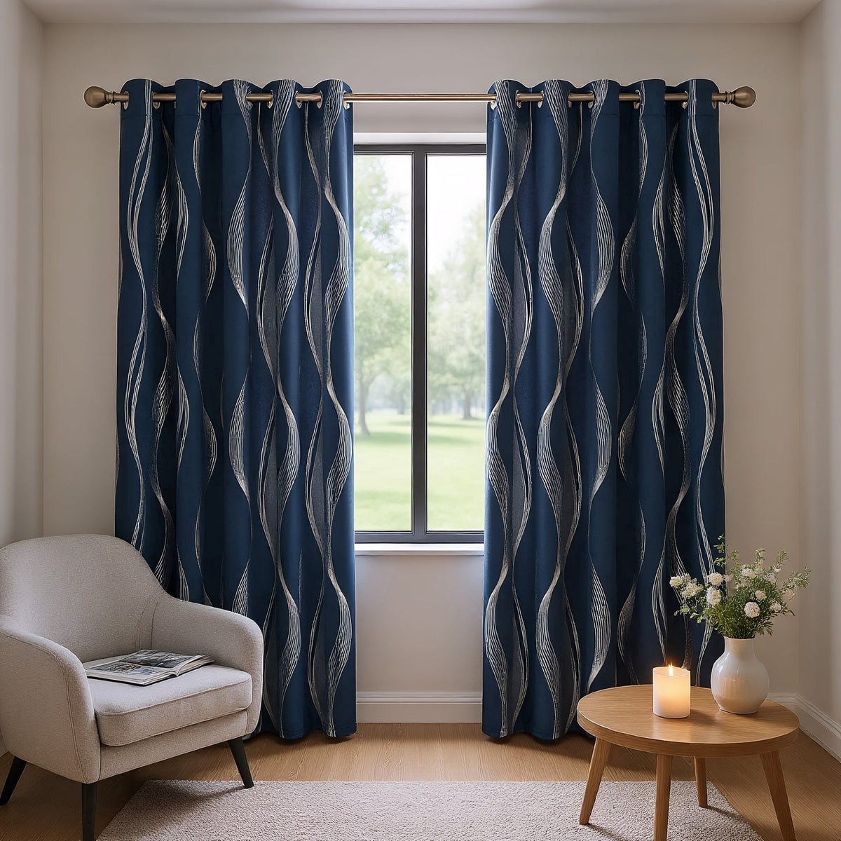 ZOPZO Curtains & Valances, Navy Blue