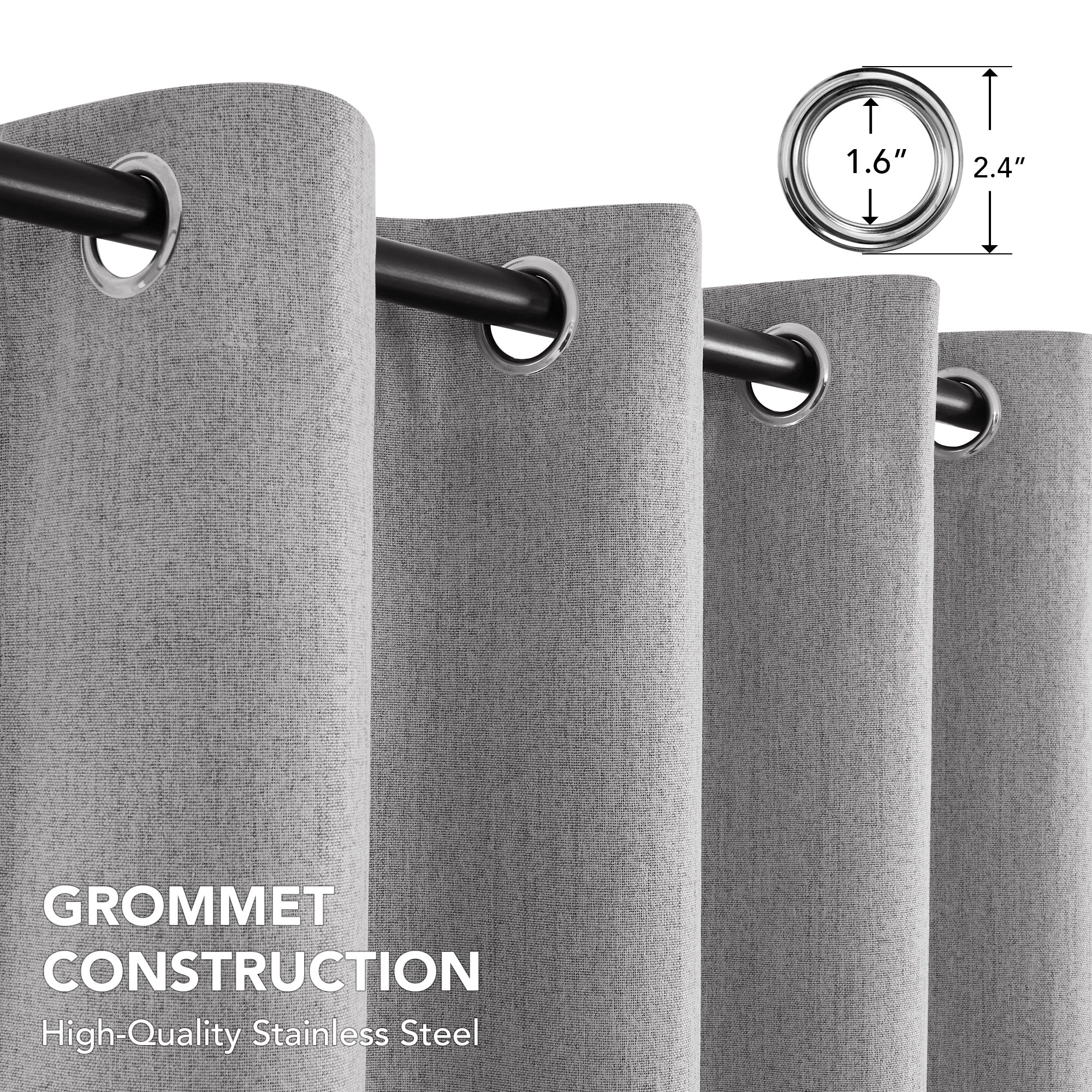 Deconovo Linen Blackout Curtains 2 Panels – Grommet Top, OEKO-TEX