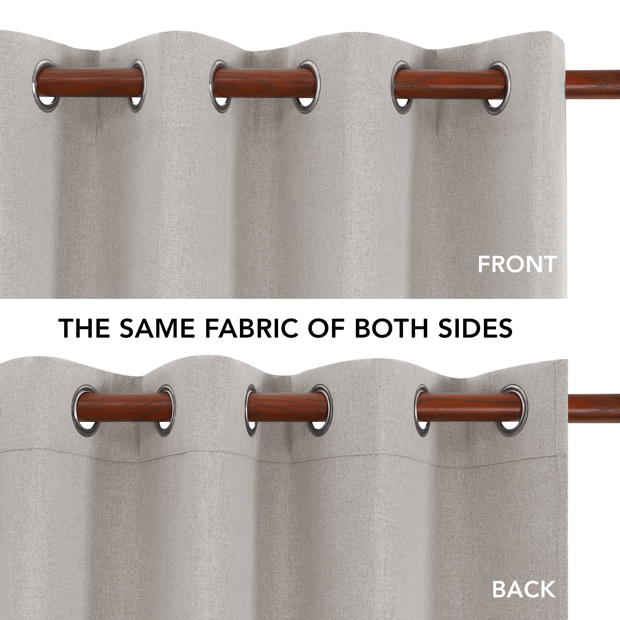 Deconovo 100% Blackout Faux Linen Curtains 2 Panels – Multiple Sizes