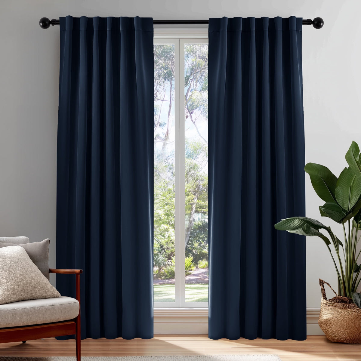 ZOPZO Curtains & Valances, Navy Blue