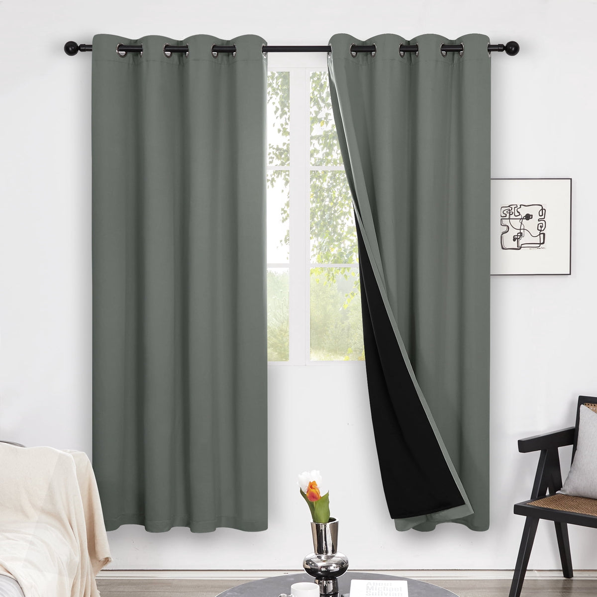 ZOPZO Curtains & Valances, Dark Gray