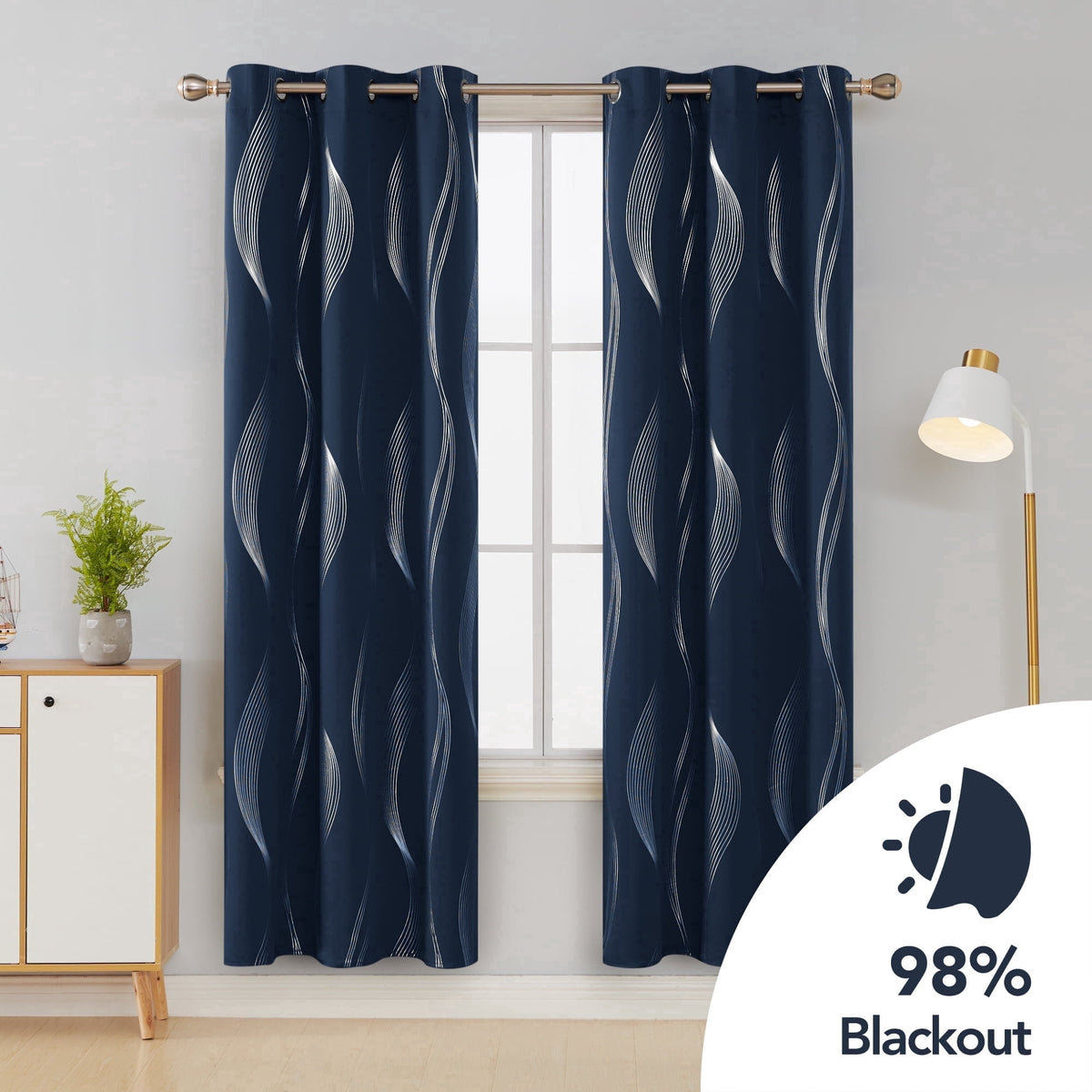 ZOPZO Curtains & Valances, Navy Blue