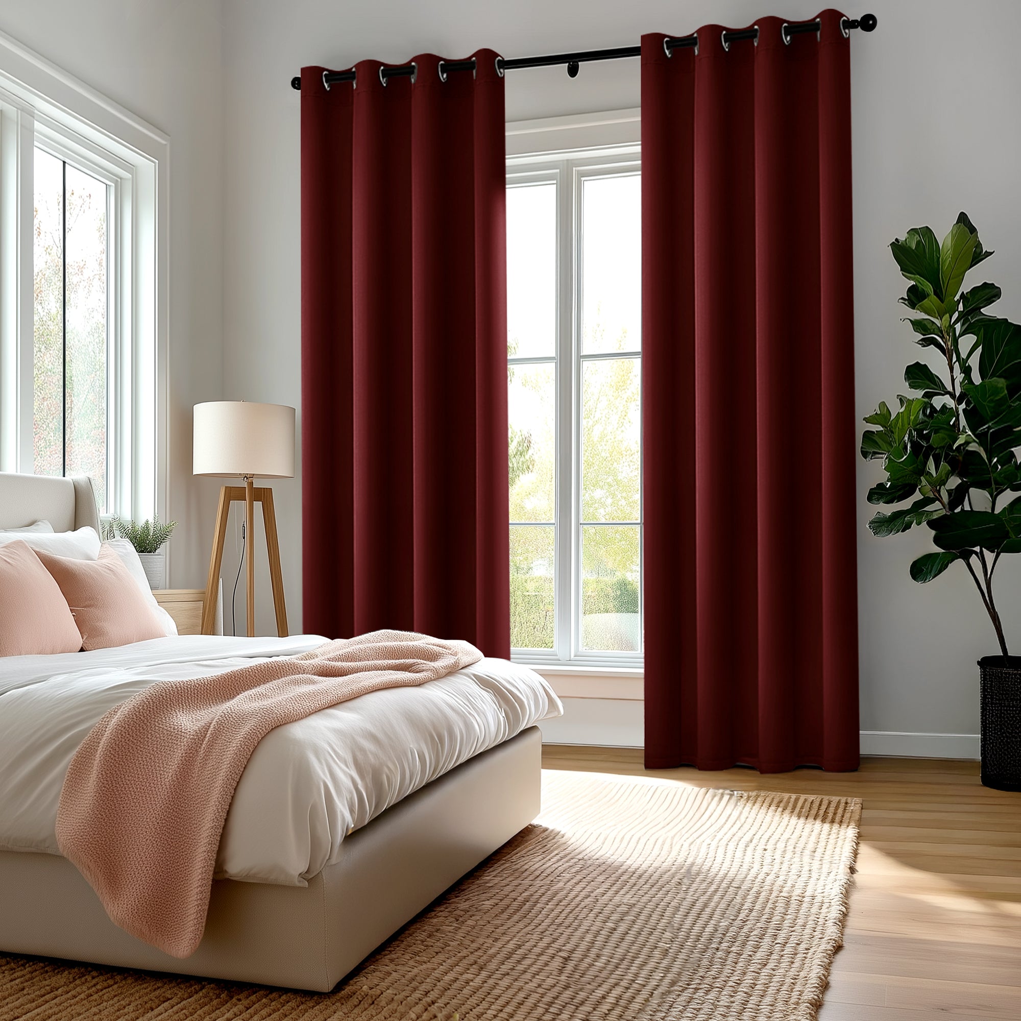Deconovo Blackout Curtains for Bedroom & Living Room, Thermal Insulated Room Darkening Drapes, Grommet Panels Set of 2