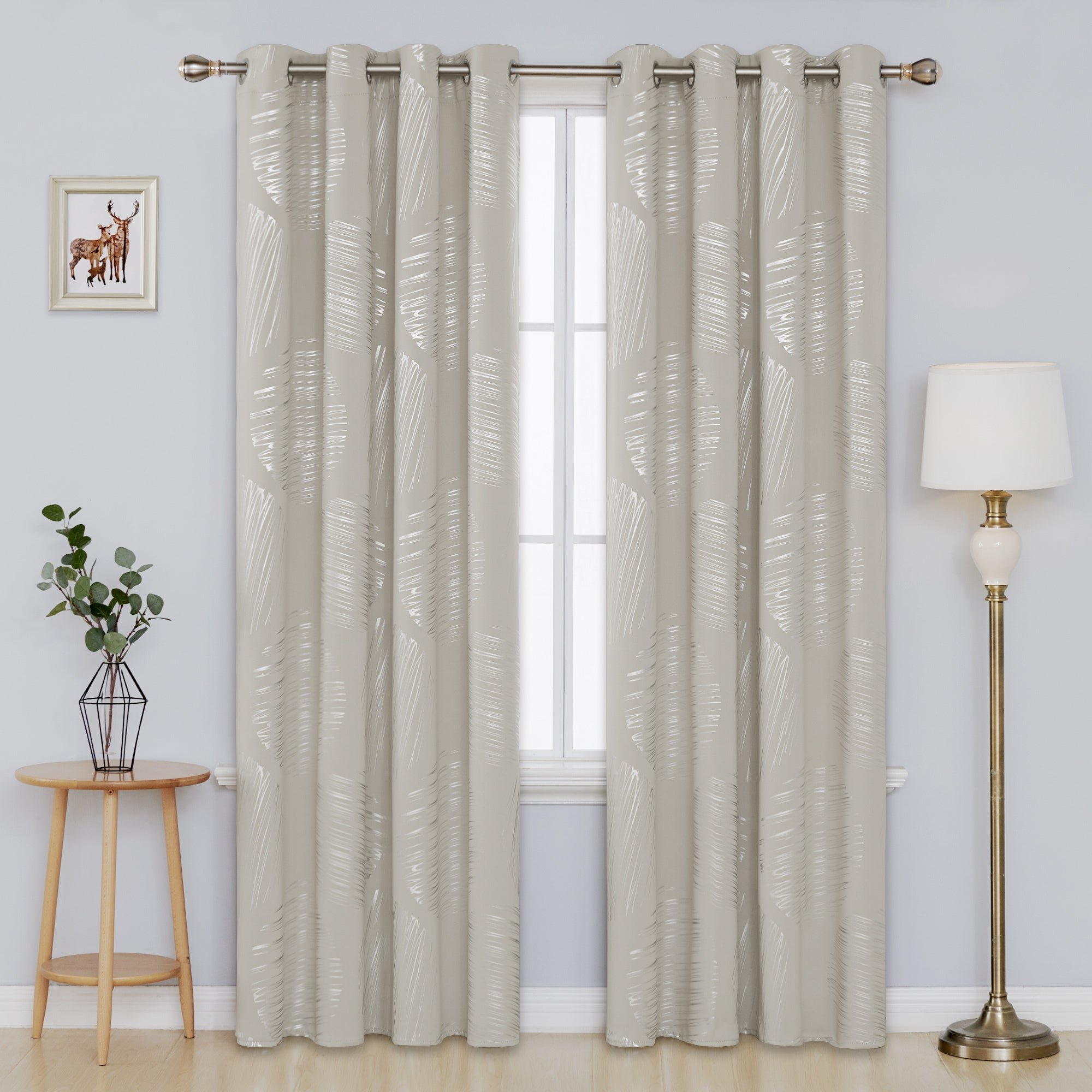 Deconovo Silver Foil Circle Room Darkening Curtains – 2 Panels