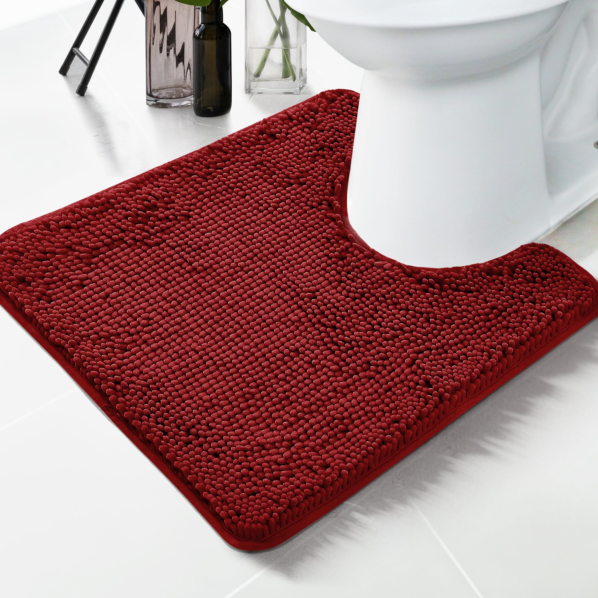 Deconovo Plush Chenille Bath Rug  Non-Slip, Washable Comfort Mat