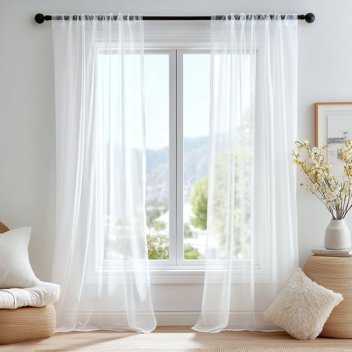 ZOPZO Curtains & Valances, Pure White