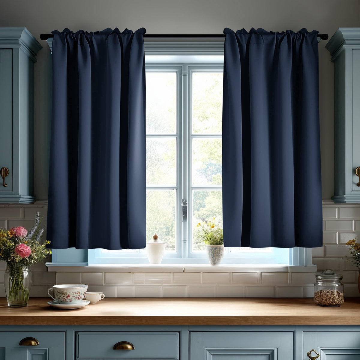ZOPZO Curtains & Valances, Navy Blue