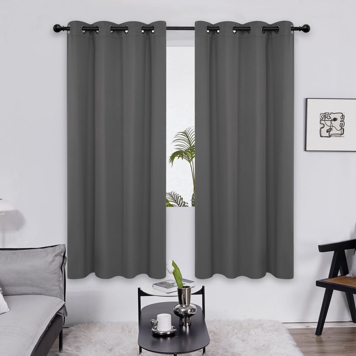 ZOPZO Curtains & Valances, Dark Gray