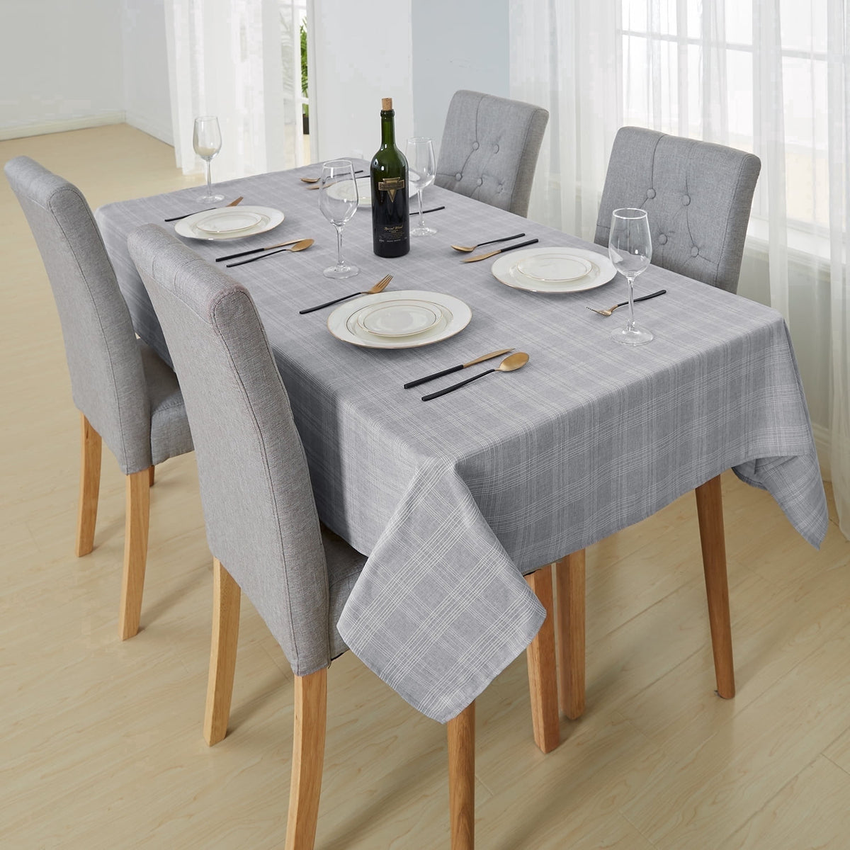 Deconovo Linen Look Tablecloth, Square and Rectangular Sizes - Gray, 54 x 102