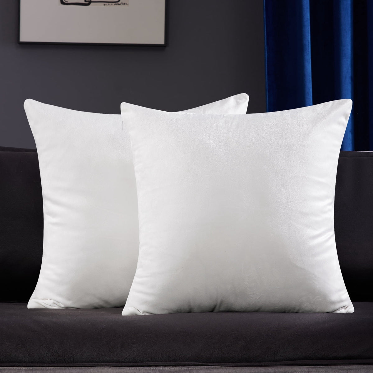 Deconovo Solid Velvet Throw Pillow Covers, 2 Pack - White, 16 x 16