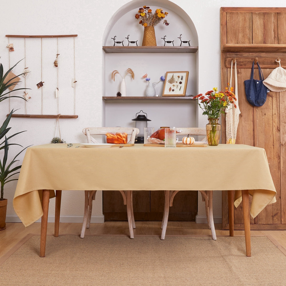 Deconovo Linen Look Tablecloth, Square and Rectangular Sizes - Dark Beige, 54 x 84