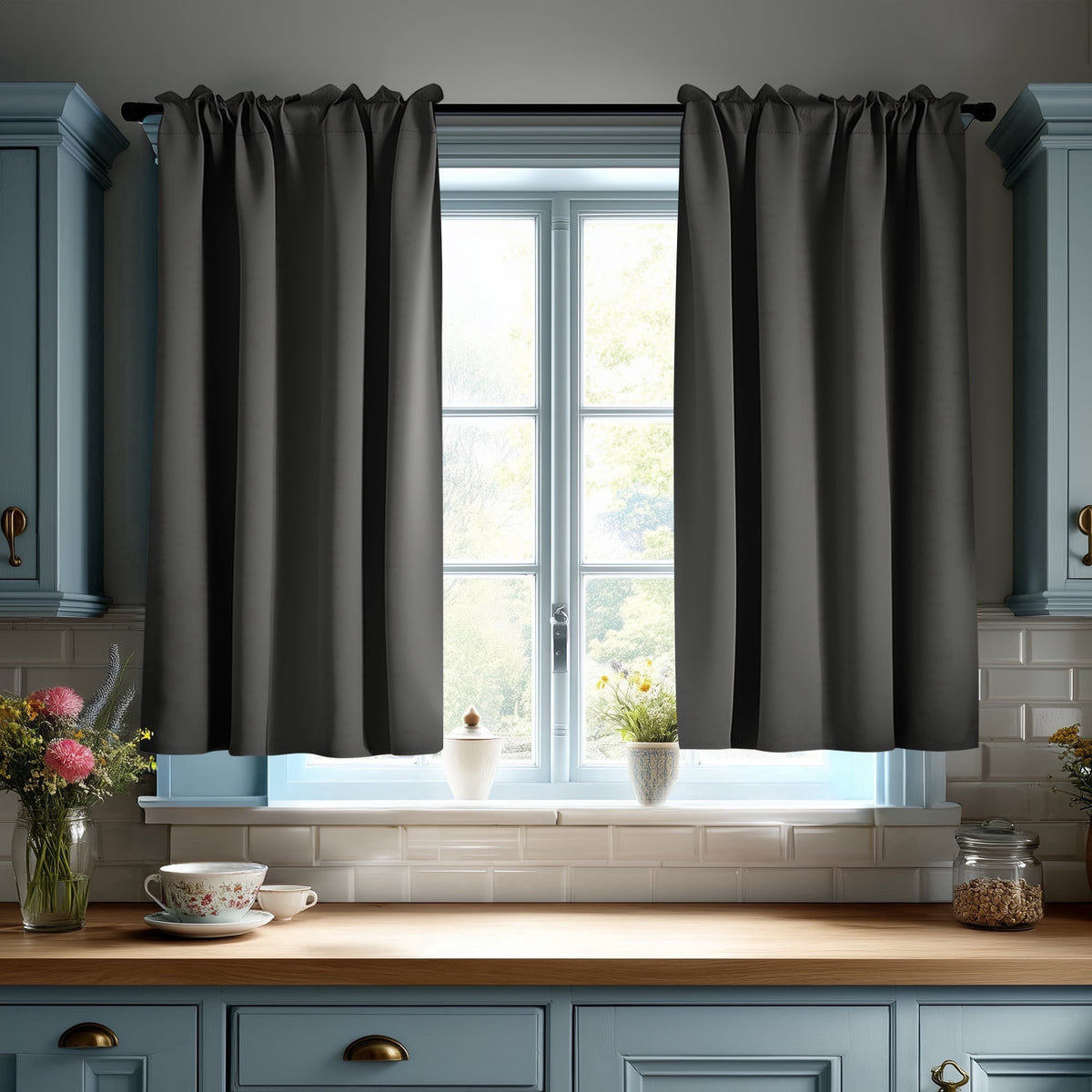 ZOPZO Curtains & Valances, Dark Gray