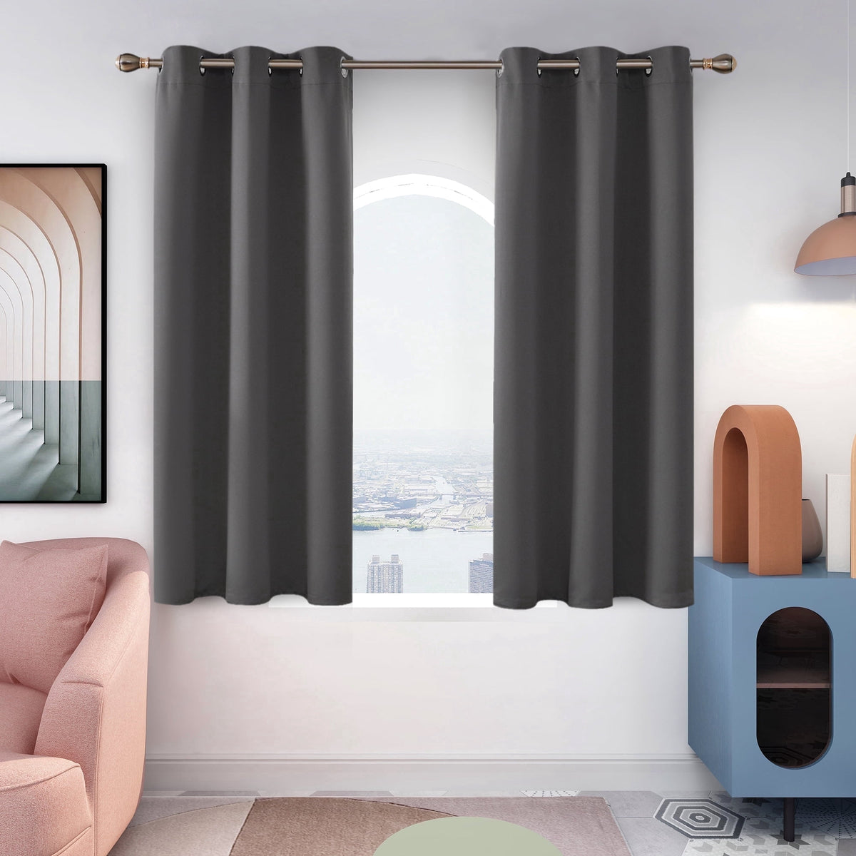 ZOPZO Curtains & Valances, Dark Gray