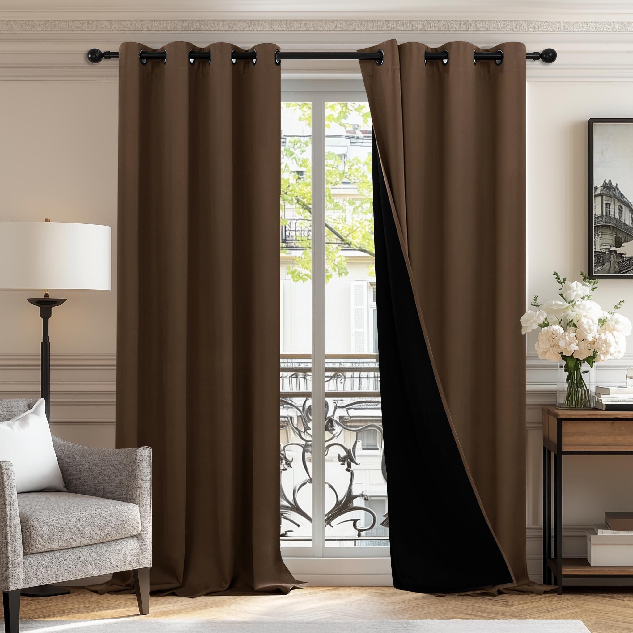 Deconovo Total Blackout Recycled Curtains Grommet 2 Panels