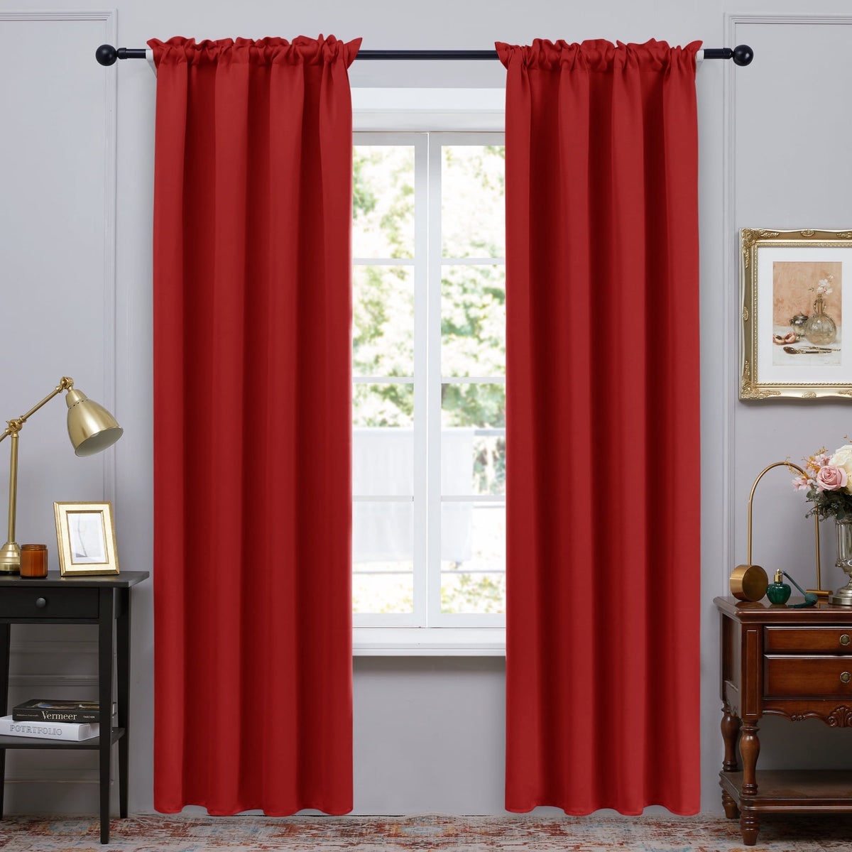 ZOPZO Curtains & Valances, Bright Red