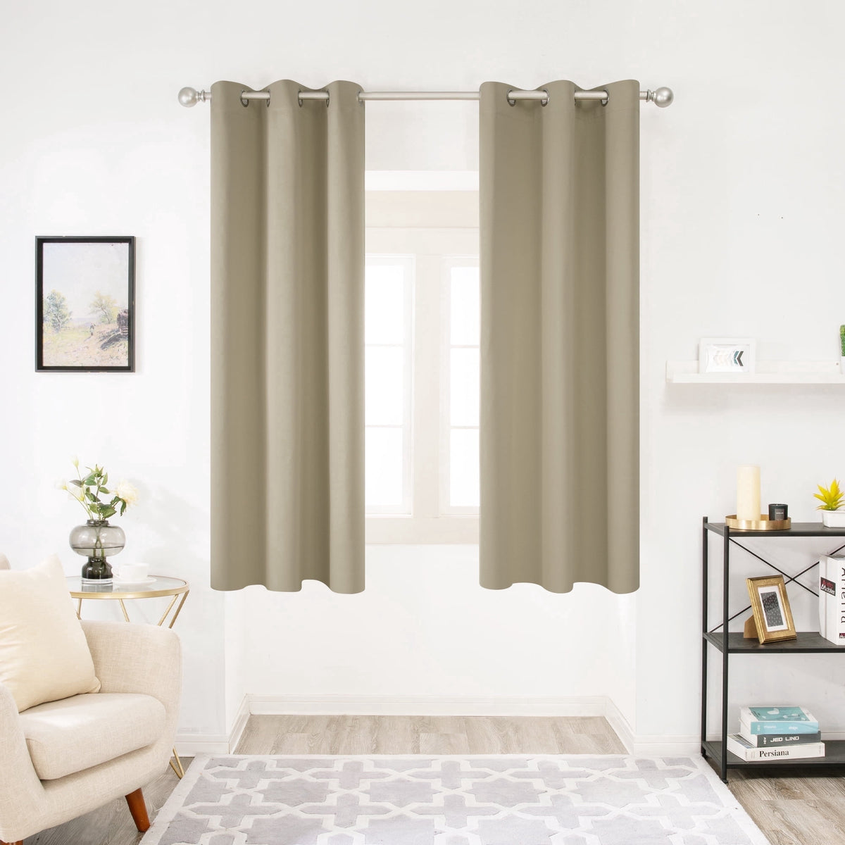 ZOPZO Curtains & Valances, Dark Beige