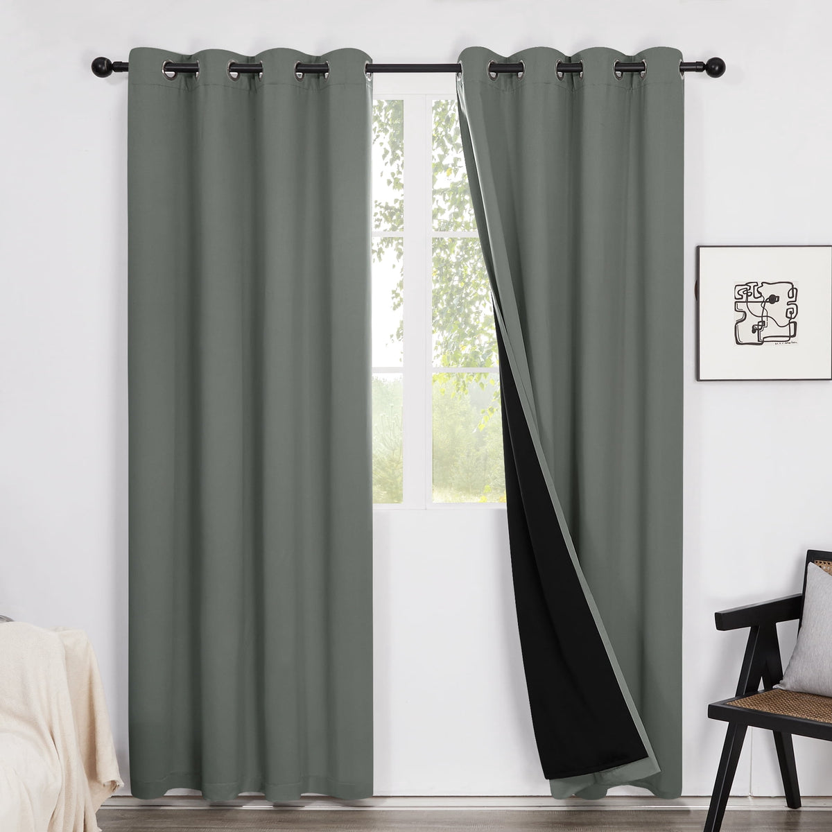 ZOPZO Curtains & Valances, Dark Gray