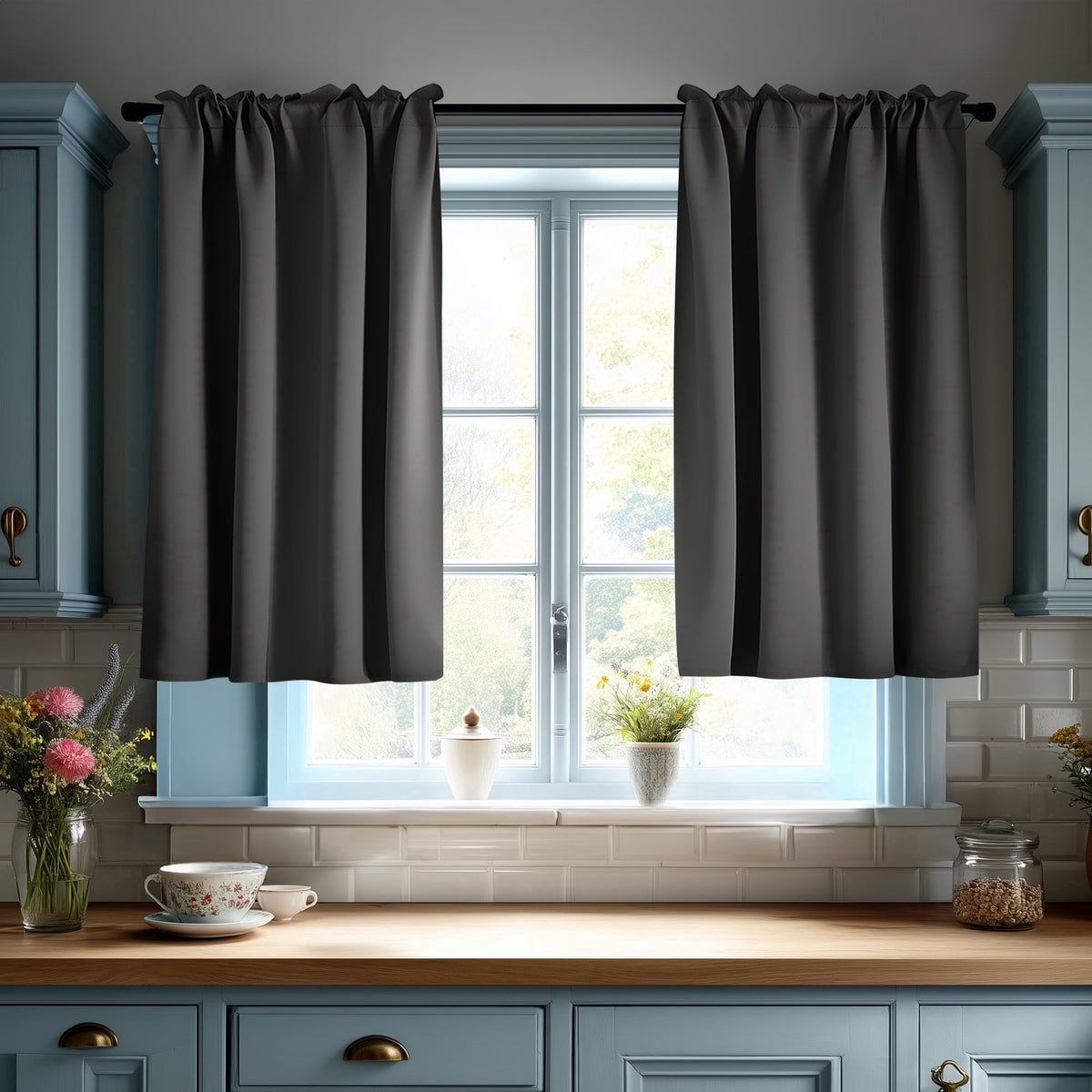 ZOPZO Curtains & Valances, Dark Gray