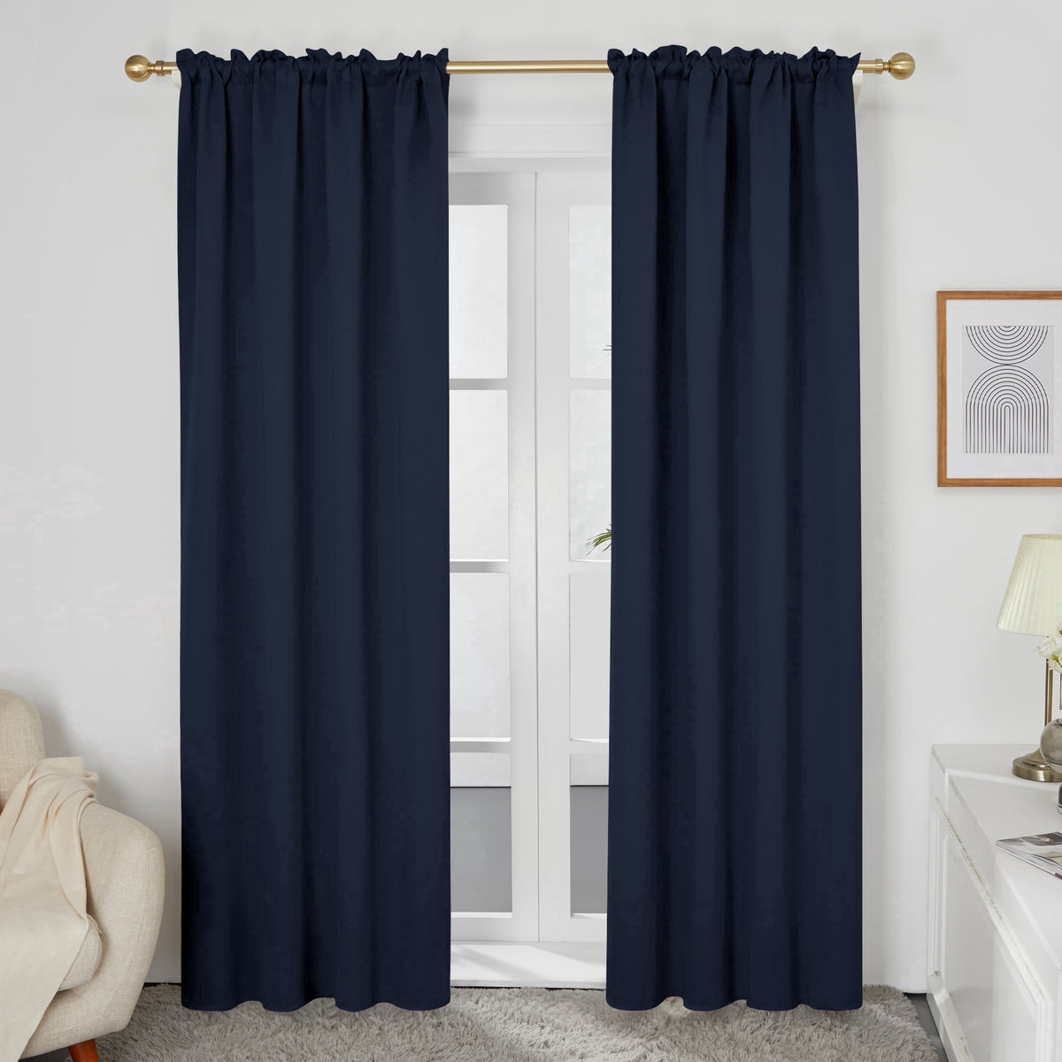 ZOPZO Curtains & Valances, Navy Blue
