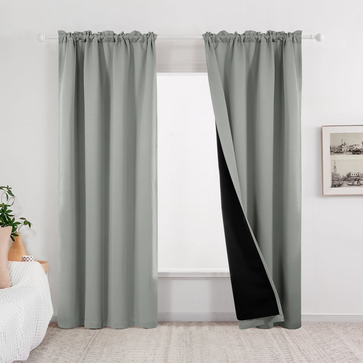 ZOPZO Curtains & Valances, Light Gray