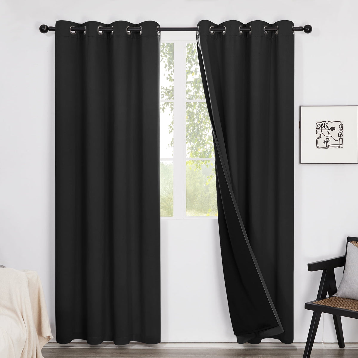 ZOPZO Curtains & Valances, Black