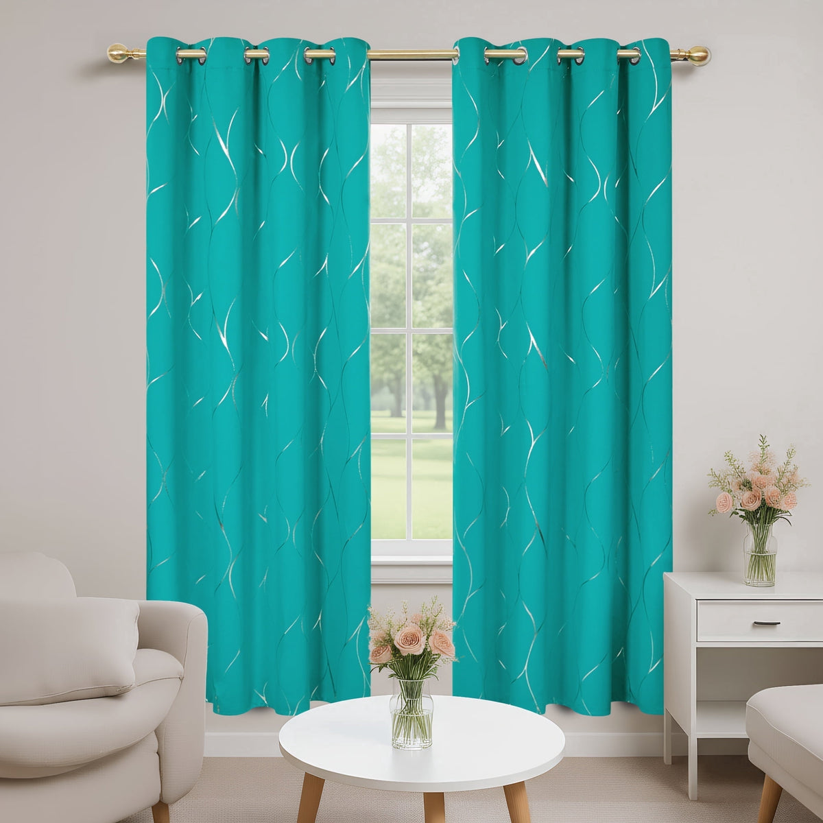 ZOPZO Curtains & Valances, Peacock Blue
