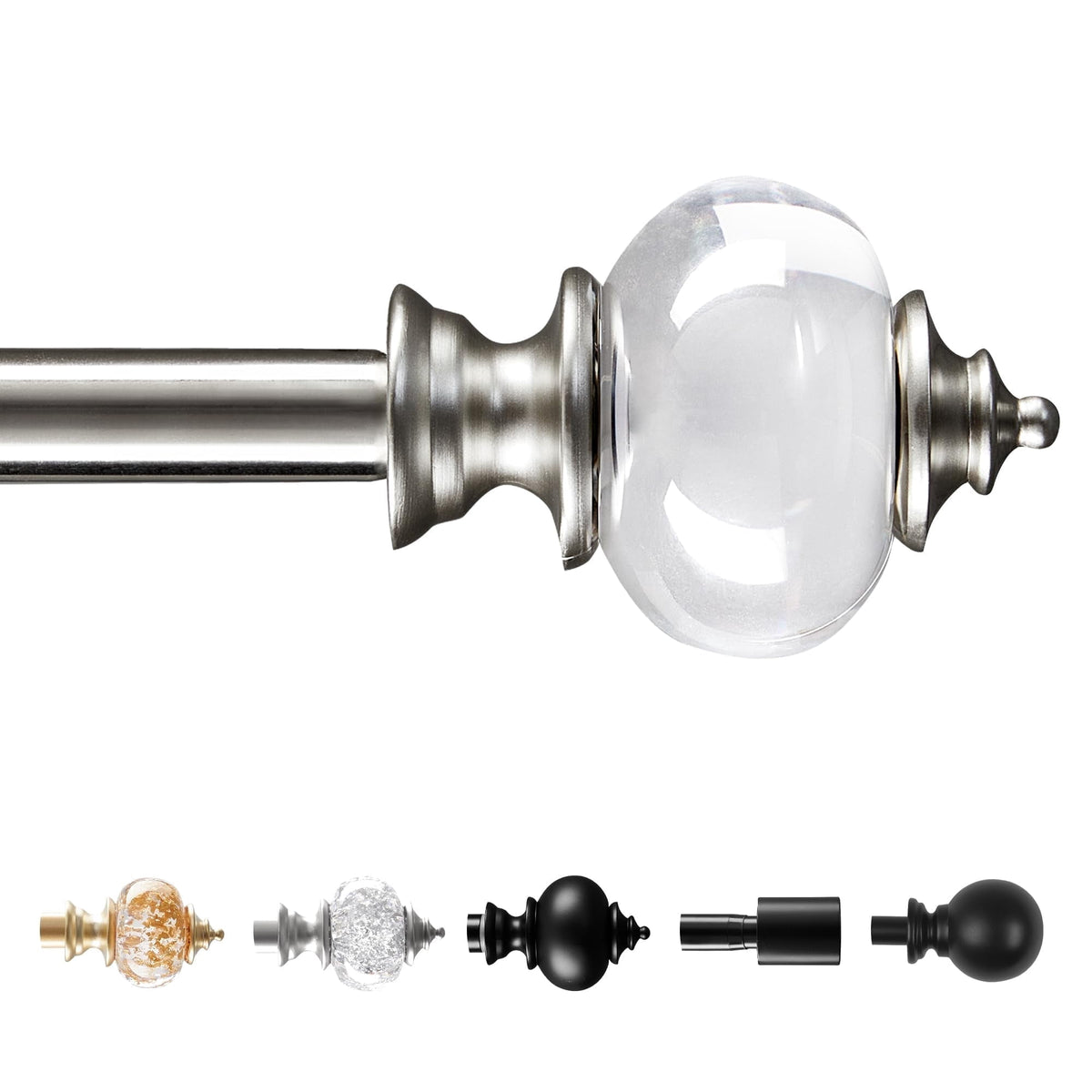 ZOPZO Curtain Rods & Rod Sets, Silver/Crystal